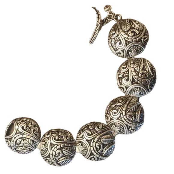 Silpada Sterling Silver Ancient Scroll Bracelet Toggle Clasp B2092 - Picture 9 of 13